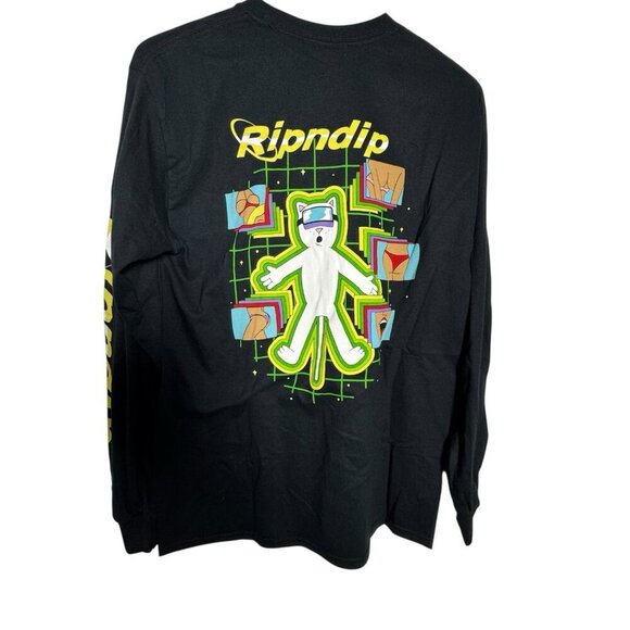 RIPNDIP Lord Nermal Long Sleeve Tee black Men's size medium Cat Graphic Shirt - Picture 2 of 12